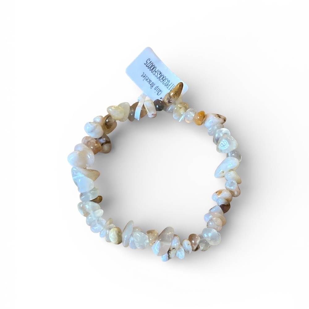 Sakura agate chip stretch 7 inch bracelet